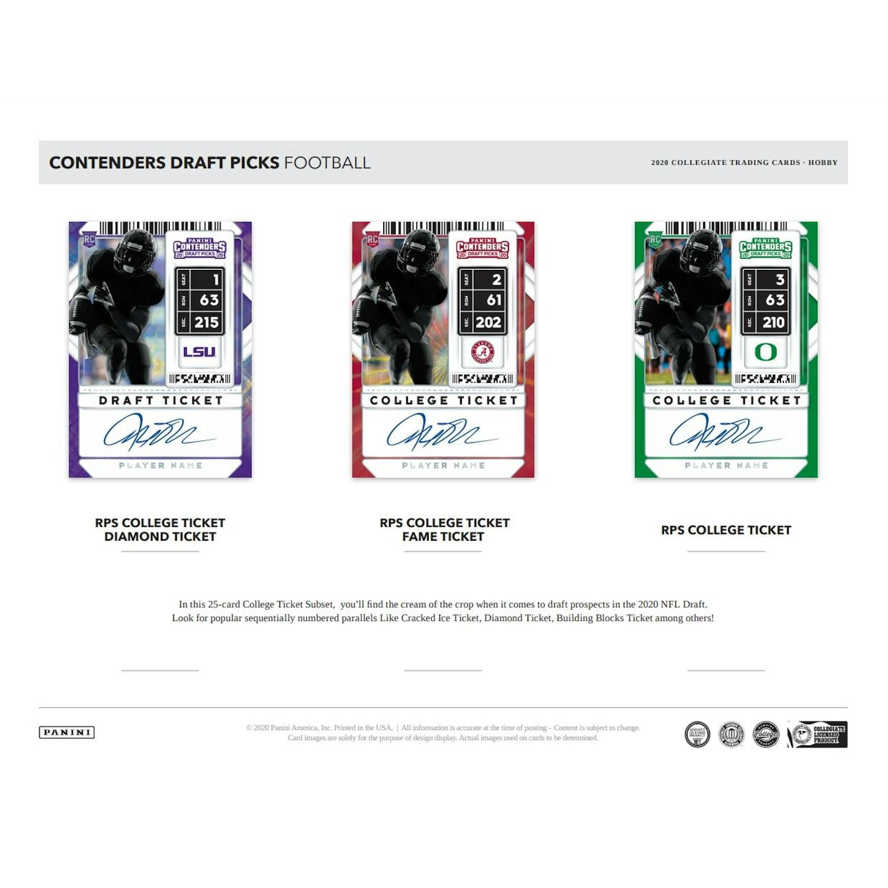 2020 Panini Contenders Draft Picks Football Hobby Box