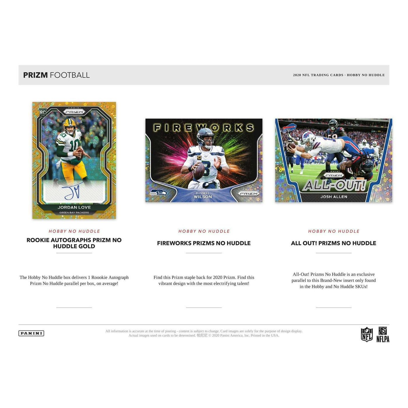 2020 Panini Prizm No Huddle Football Hobby Box