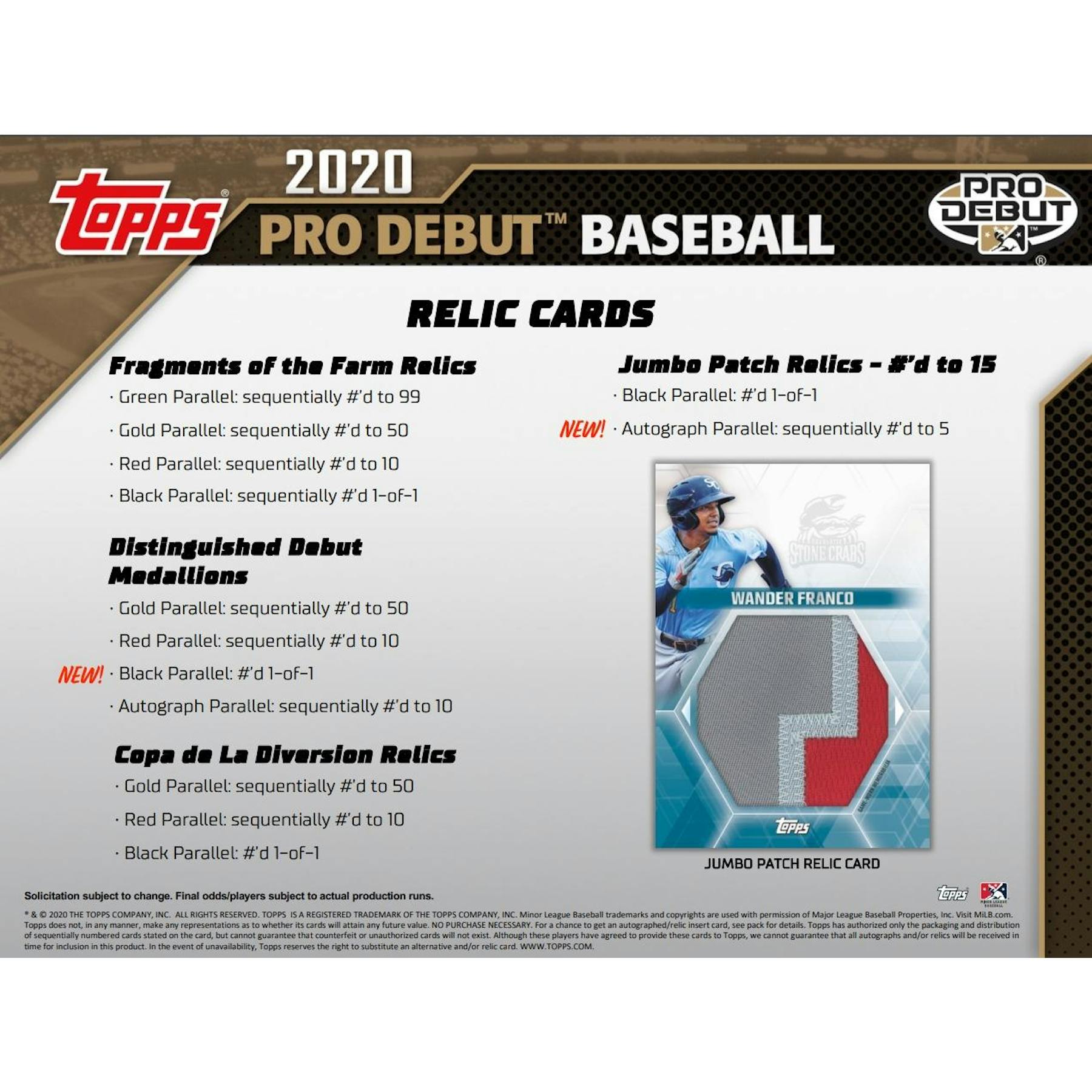 2020 Topps Pro Debut Baseball Hobby Jumbo 8-Box Case