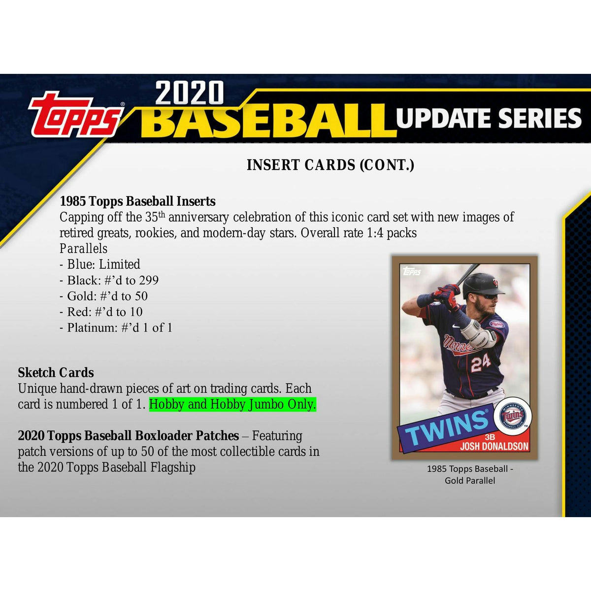 2020 Topps Update Series Baseball Hobby 12-Box Case
