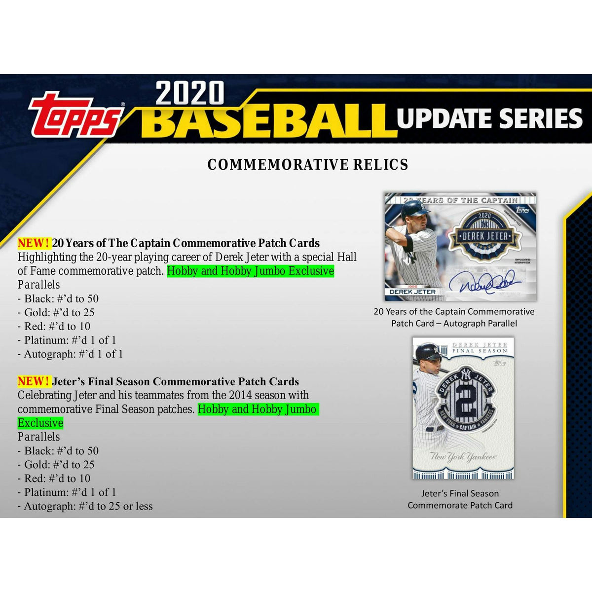 2020 Topps Update Series Baseball Hobby Jumbo Box