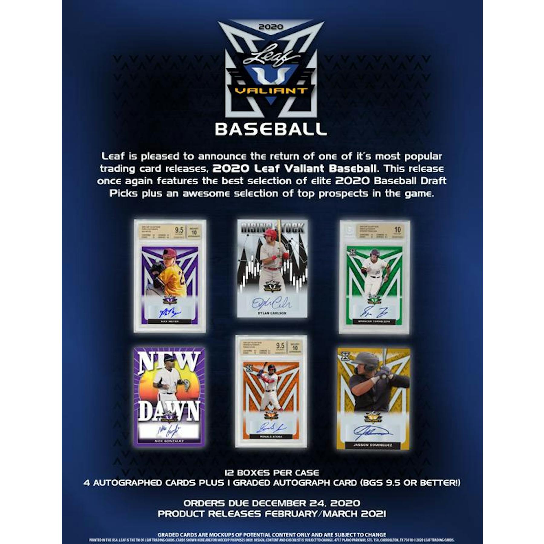 2020 Leaf Valiant Baseball Hobby Box