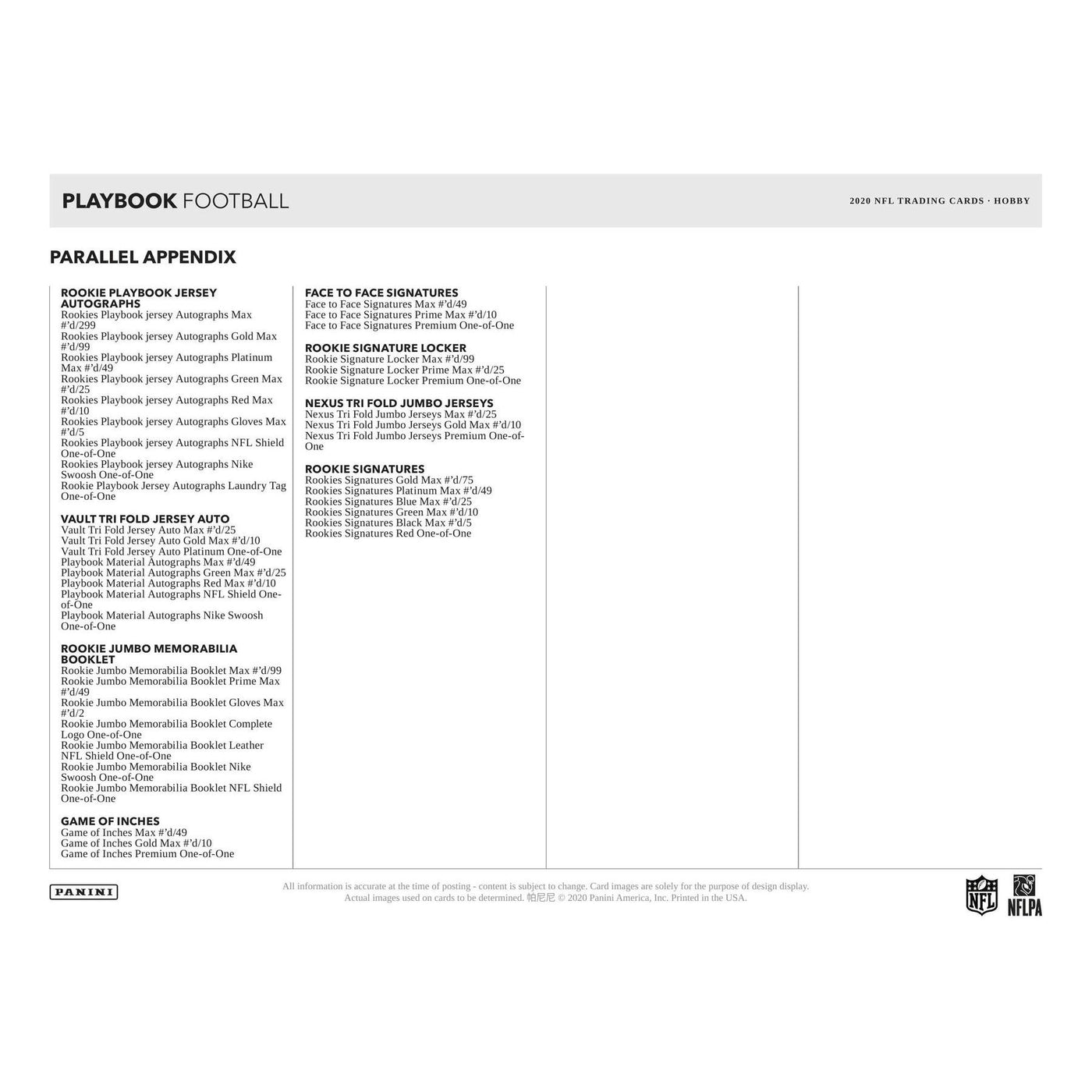 2020 Panini Playbook Football Hobby Box