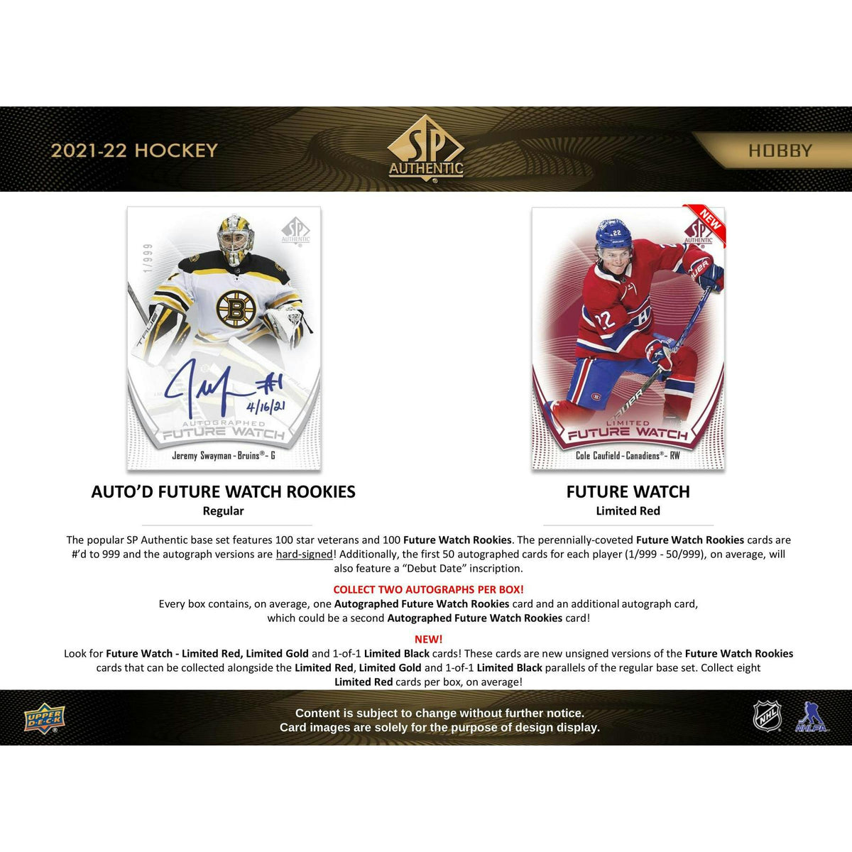 2021/22 Upper Deck SP Authentic Hockey Hobby 16-Box Case