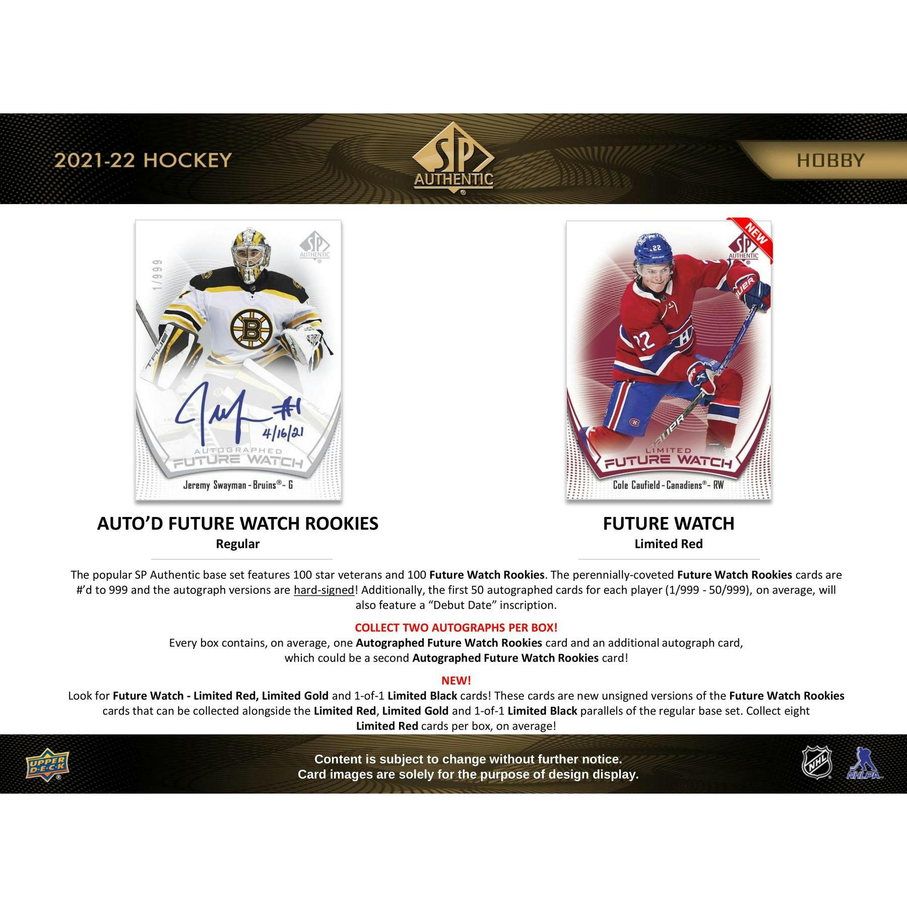 2021/22 Upper Deck SP Authentic Hockey Hobby Box