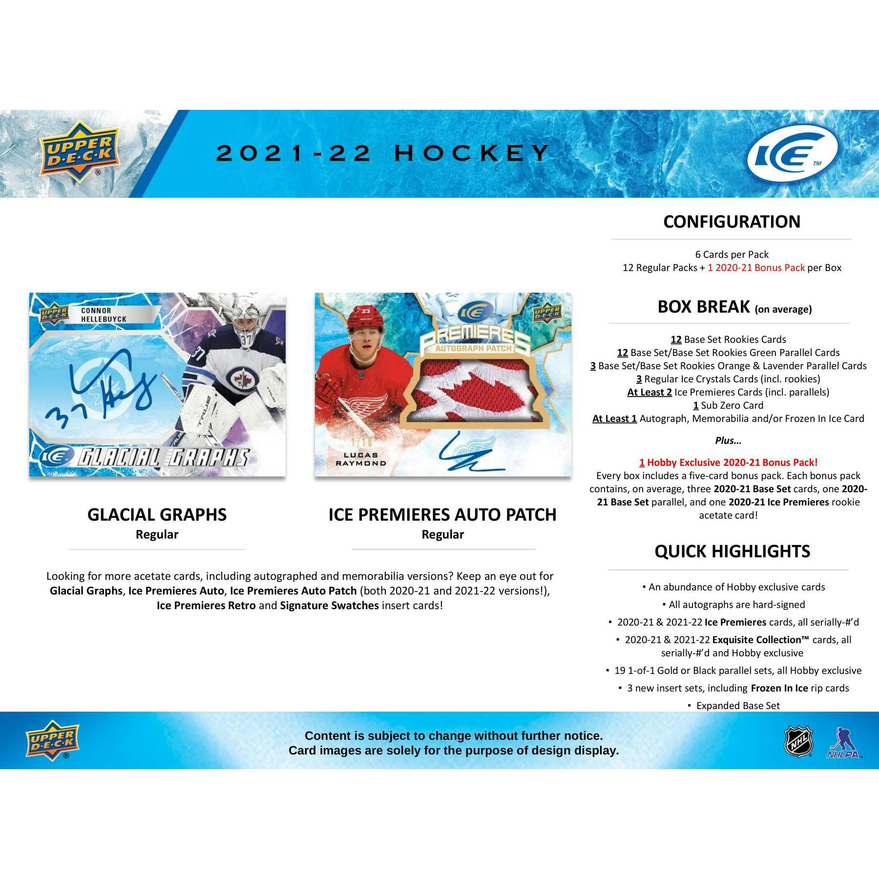 2021/22 Upper Deck Ice Hockey Hobby Box (Reed Buy)