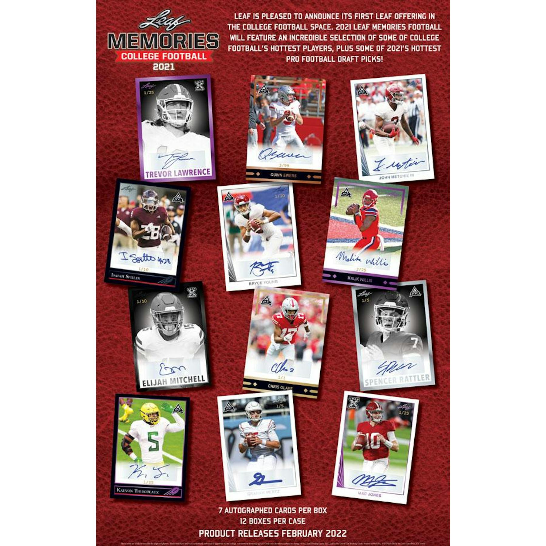 2021 Leaf Memories College Football Hobby Box (Reed Buy)