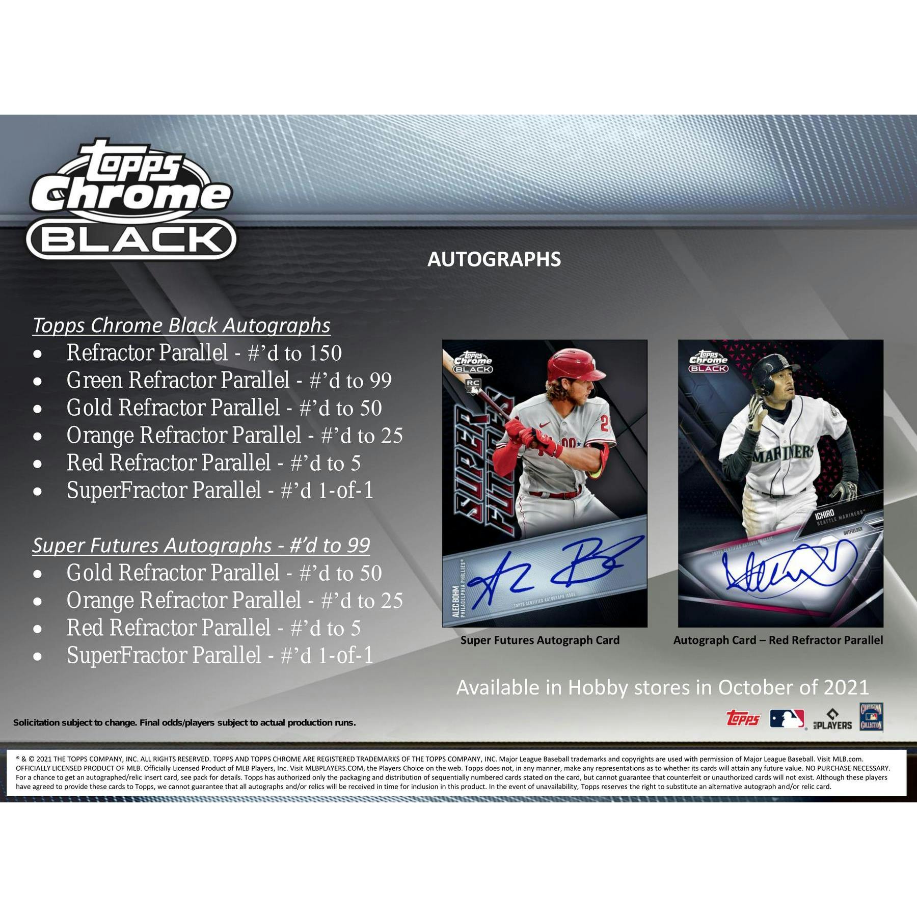 2021 Topps Chrome Black Baseball Hobby 12-Box Case
