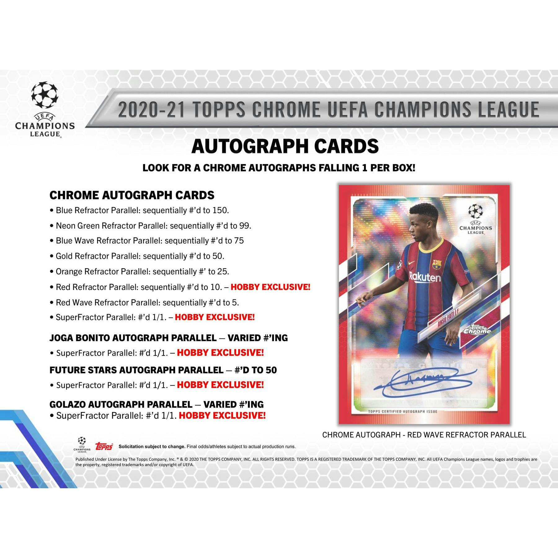 2020/21 Topps UEFA Champions League Chrome Soccer Hobby 12-Box Case