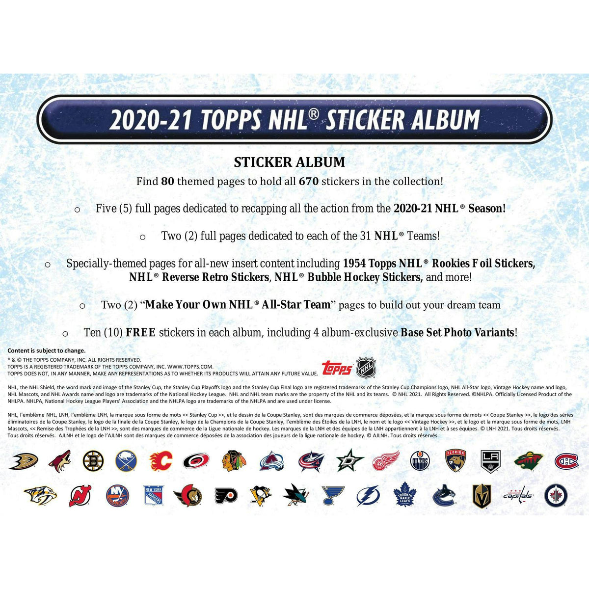 2021/22 Topps NHL Hockey Sticker Collection Box