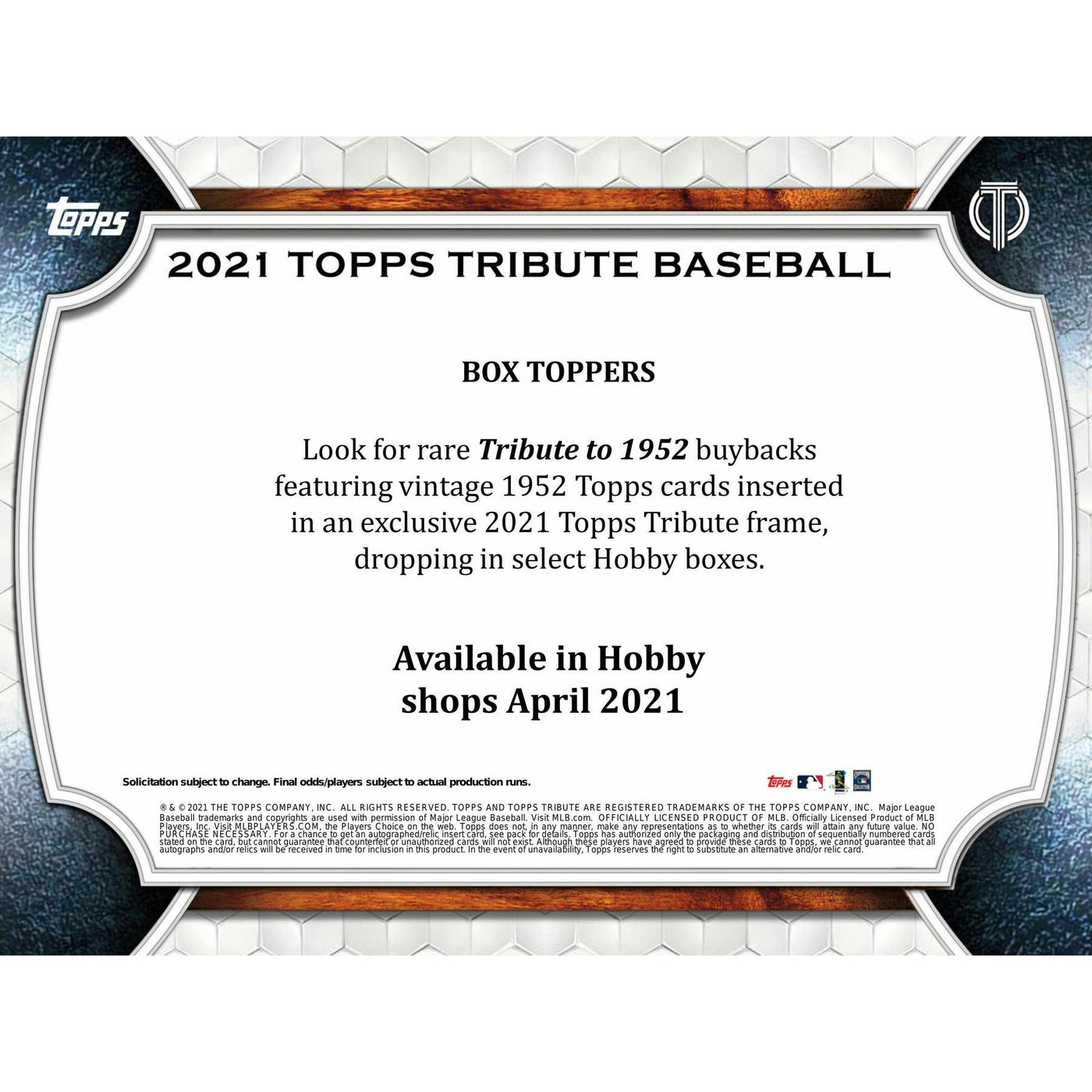 2021 Topps Tribute Baseball Hobby Box
