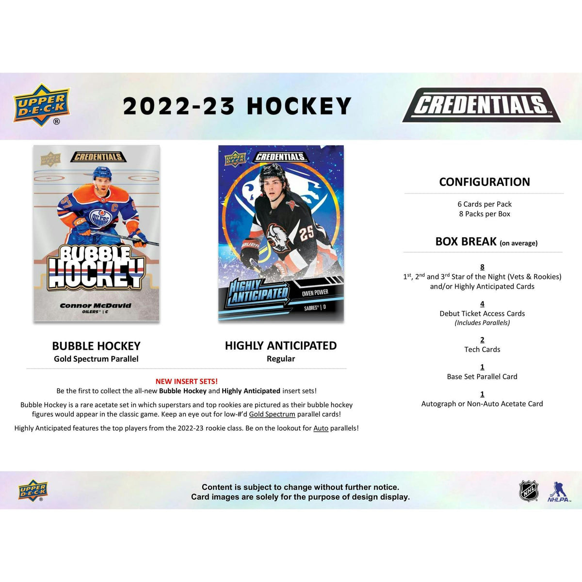 2022/23 Upper Deck Credentials Hockey Hobby Box