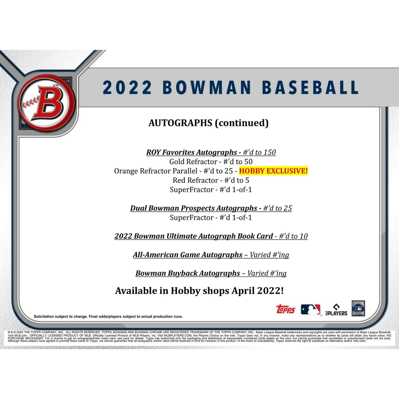 2022 Bowman Baseball Hobby 12-Box Case