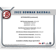 2022 Bowman Baseball Hobby Jumbo Box