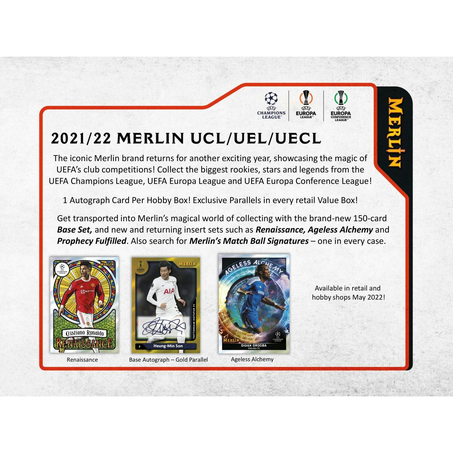 2021/22 Topps UEFA Champions League Merlin Chrome Soccer Hobby 12-Box Case
