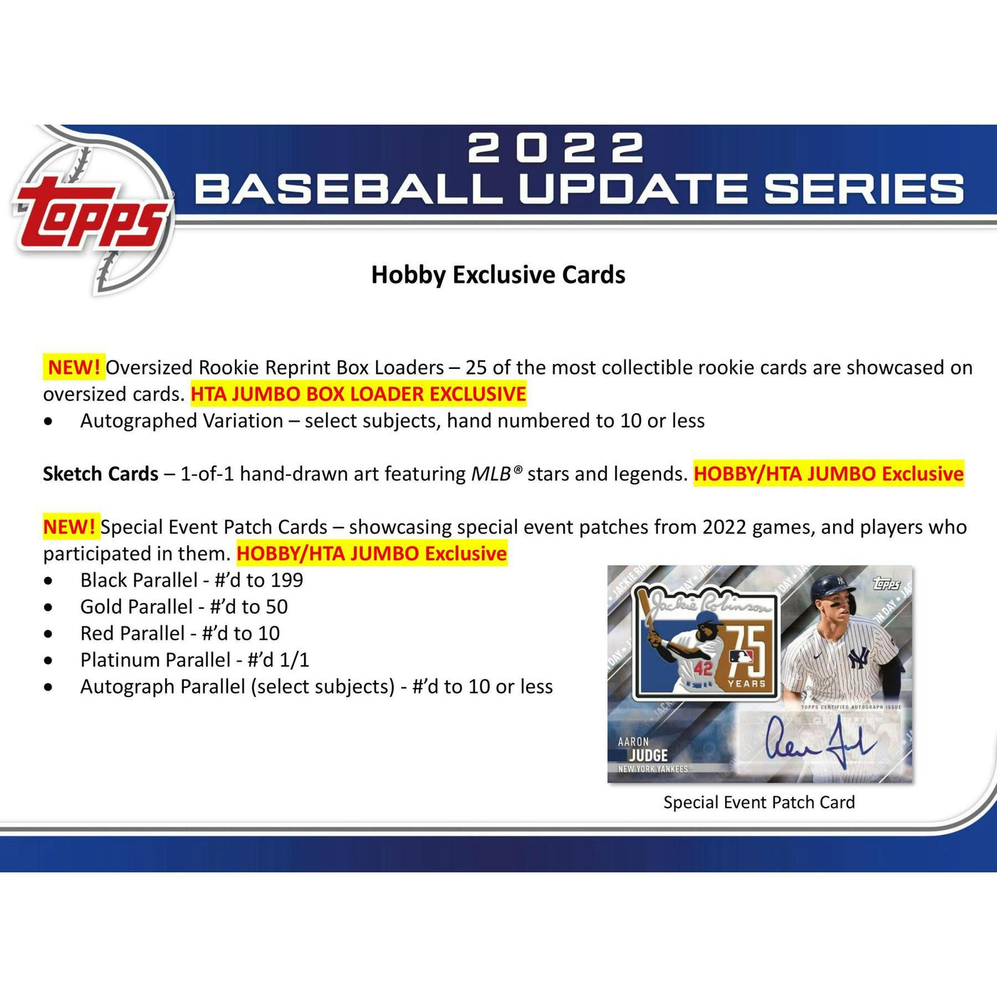 2022 Topps Update Series Baseball Hobby Jumbo 6-Box Case