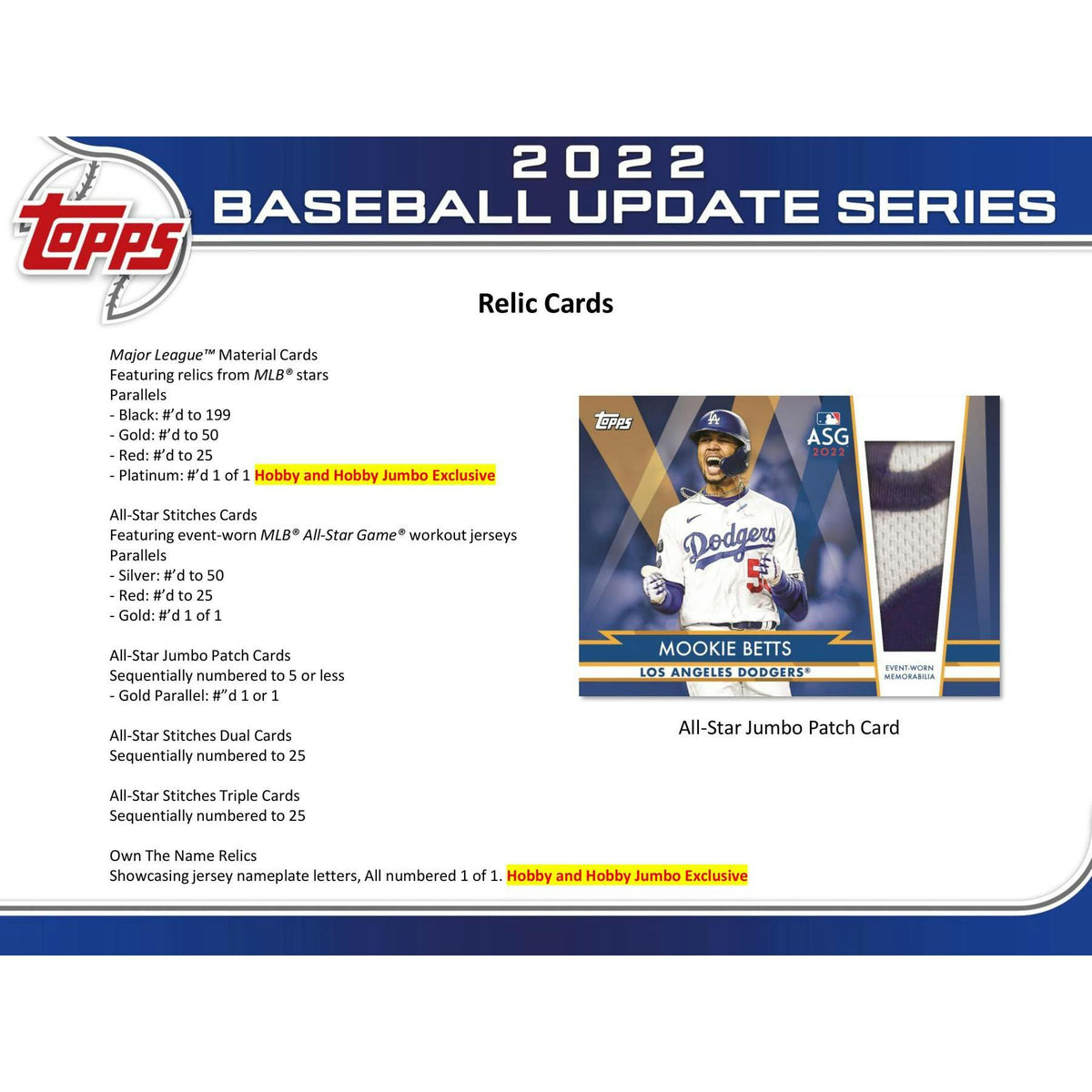 2022 Topps Update Series Baseball Hobby Jumbo 6-Box Case