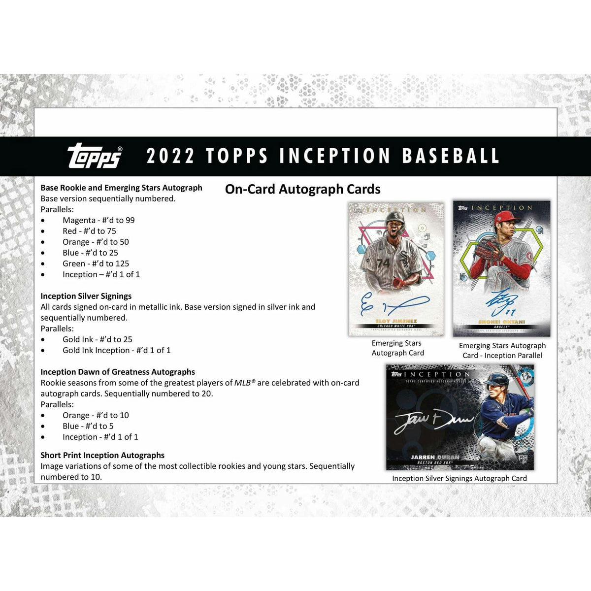 2022 Topps Inception Baseball Hobby Box
