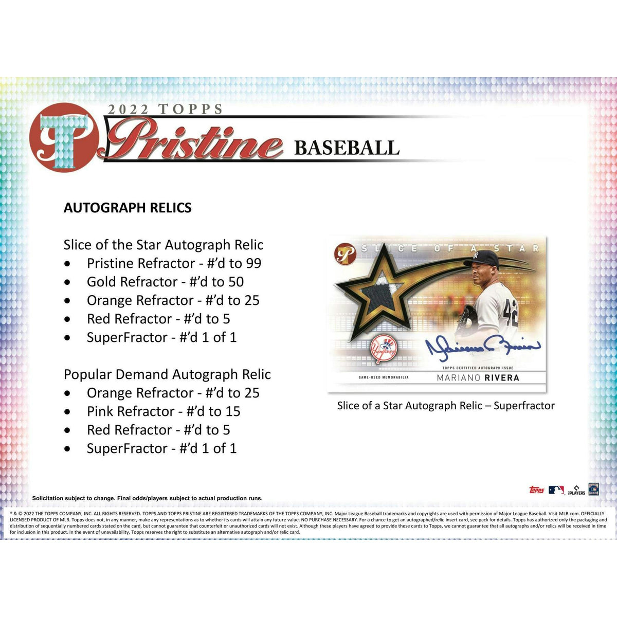 2022 Topps Pristine Baseball Hobby Box (Reed Buy)