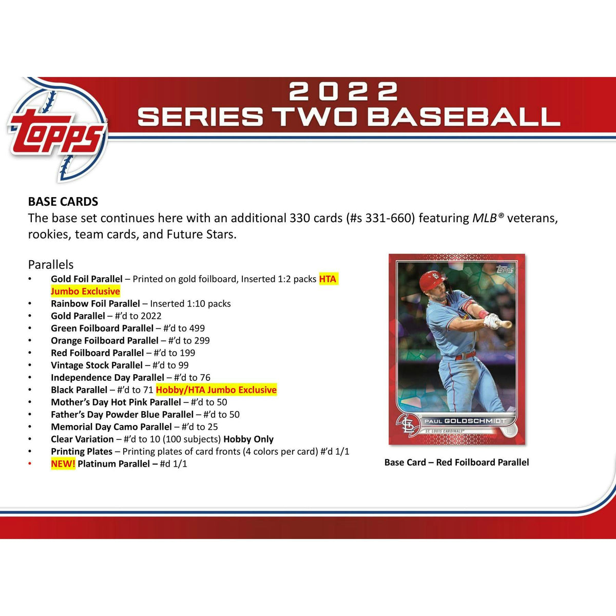 2022 Topps Series 2 Baseball Hobby Jumbo Box (Reed Buy)