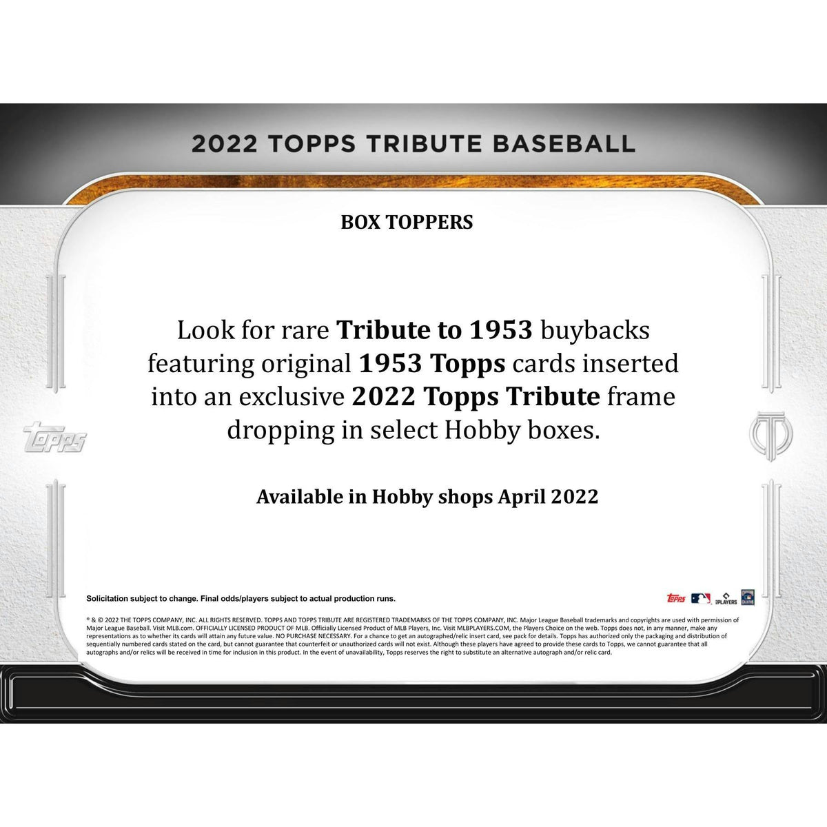 2022 Topps Tribute Baseball Hobby Box