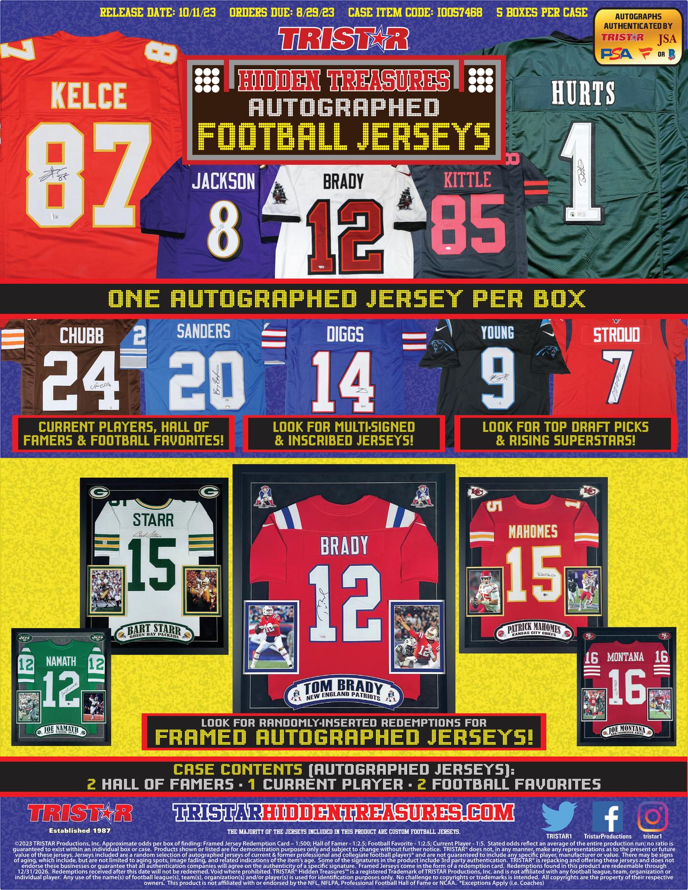 2023 TriStar Hidden Treasures Autographed Football Jersey Hobby Box (Reed Buy)