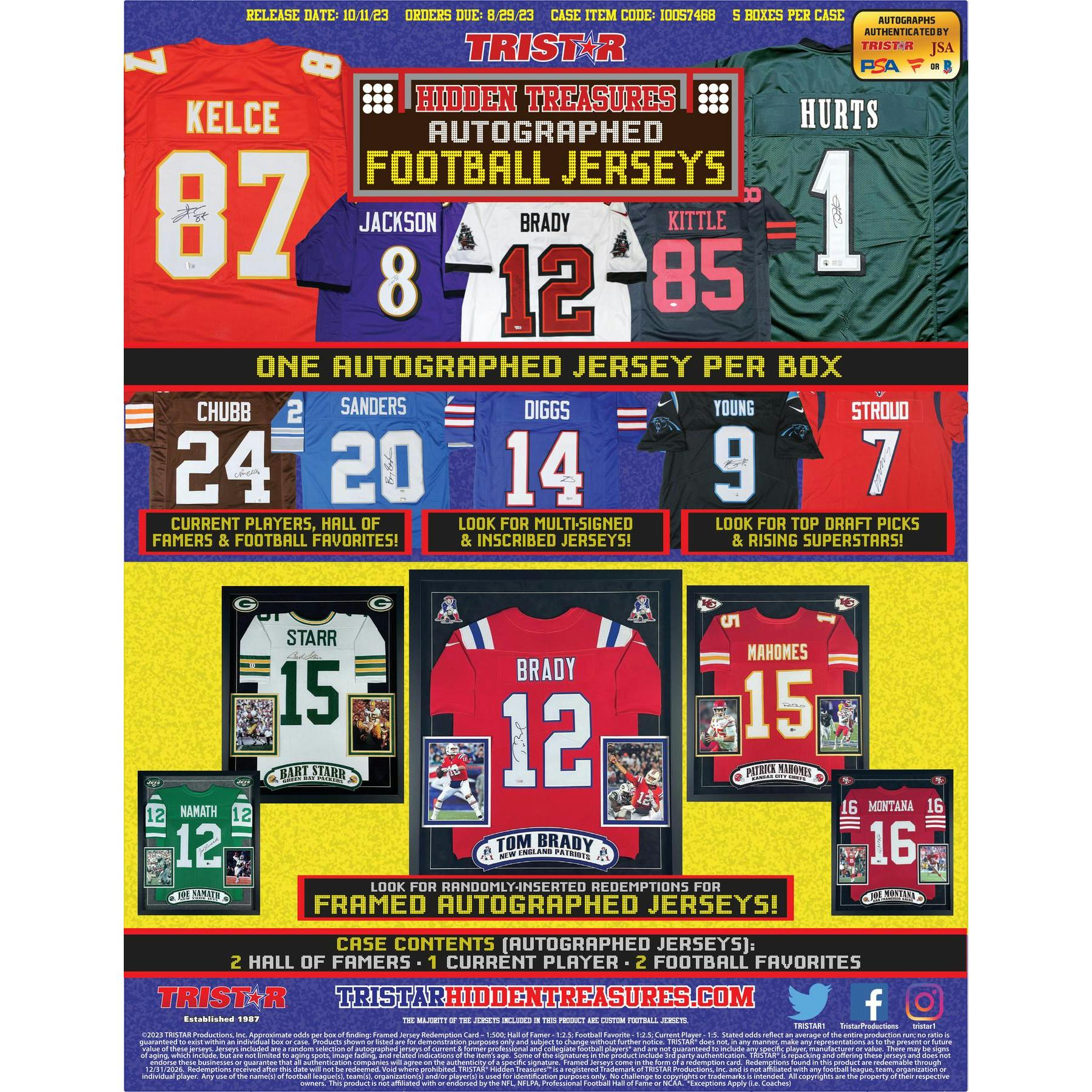 2023 TriStar Hidden Treasures Autographed Football Jersey Hobby Box (Reed Buy)