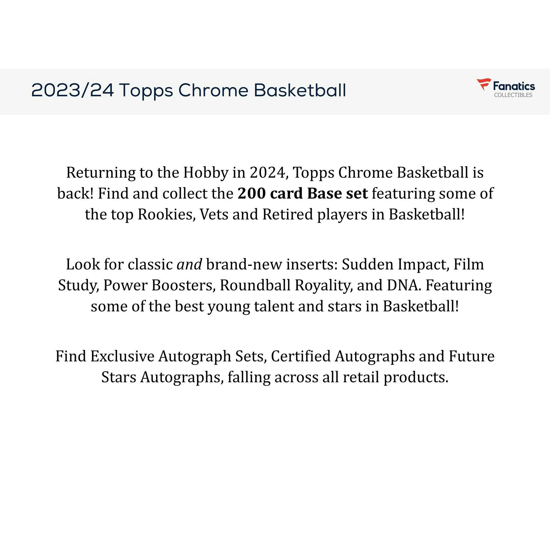 2023/24 Topps Chrome Basketball Blaster Box