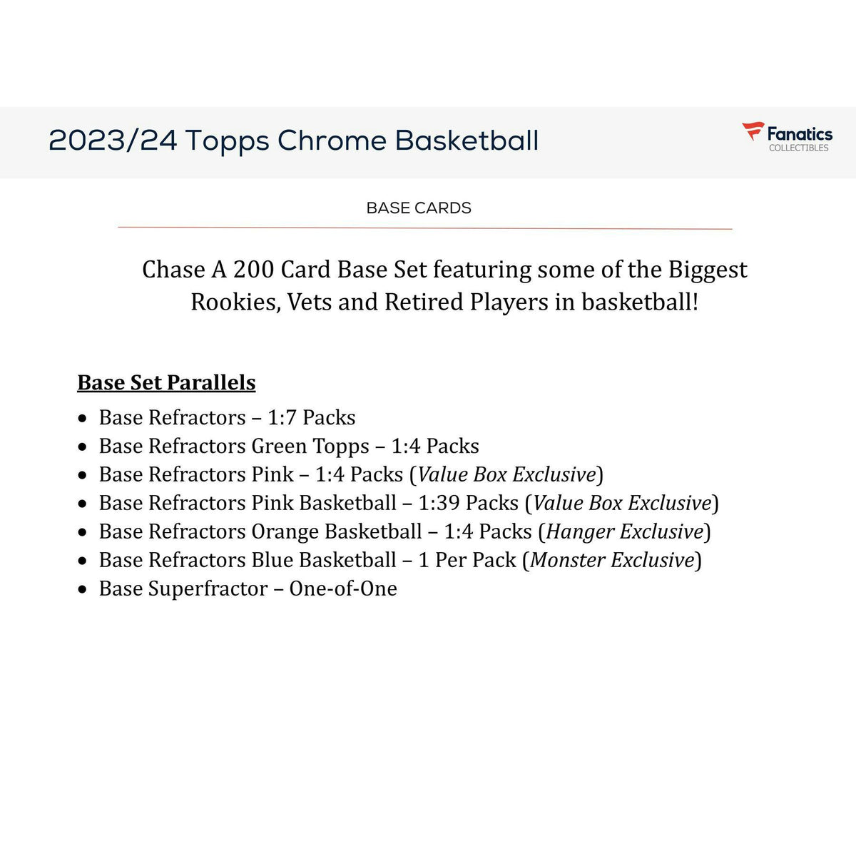 2023/24 Topps Chrome Basketball Hanger Box