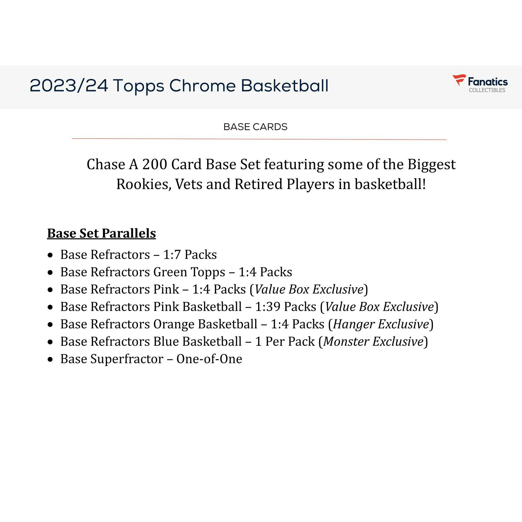 2023/24 Topps Chrome Basketball Hanger Box