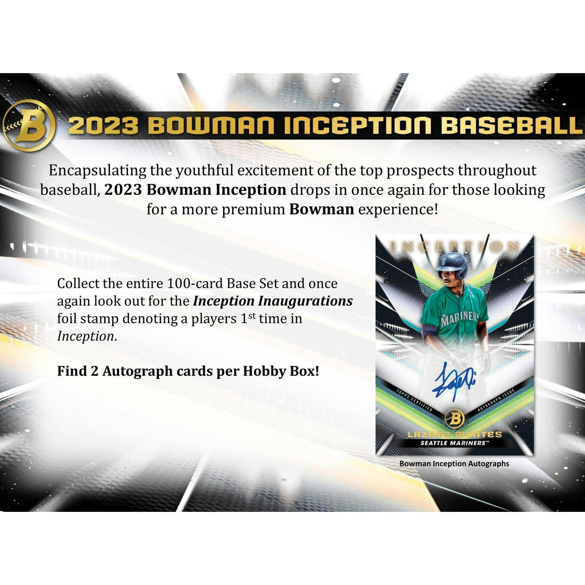 2023 Bowman Inception Baseball Hobby 16-Box Case