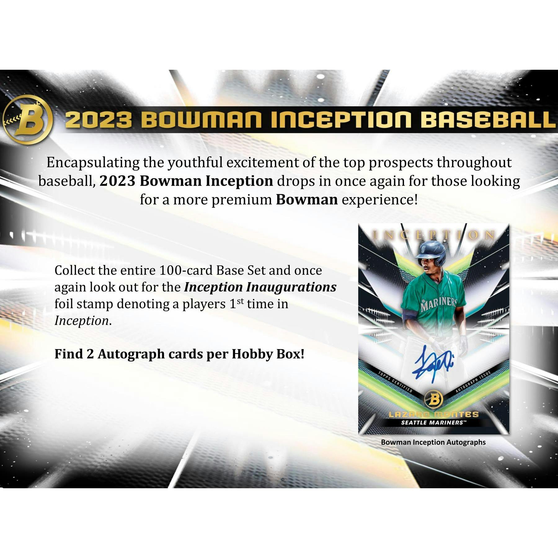 2023 Bowman Inception Baseball Hobby 16-Box Case