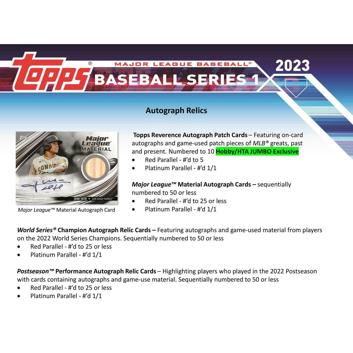 2023 Topps Series 1 Baseball Hobby Jumbo 6-Box Case