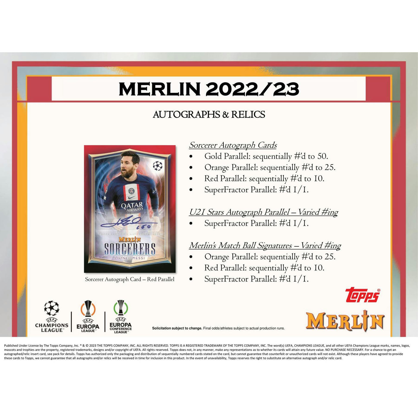 2022/23 Topps UEFA Club Competitions Merlin Chrome Soccer Hobby Pack