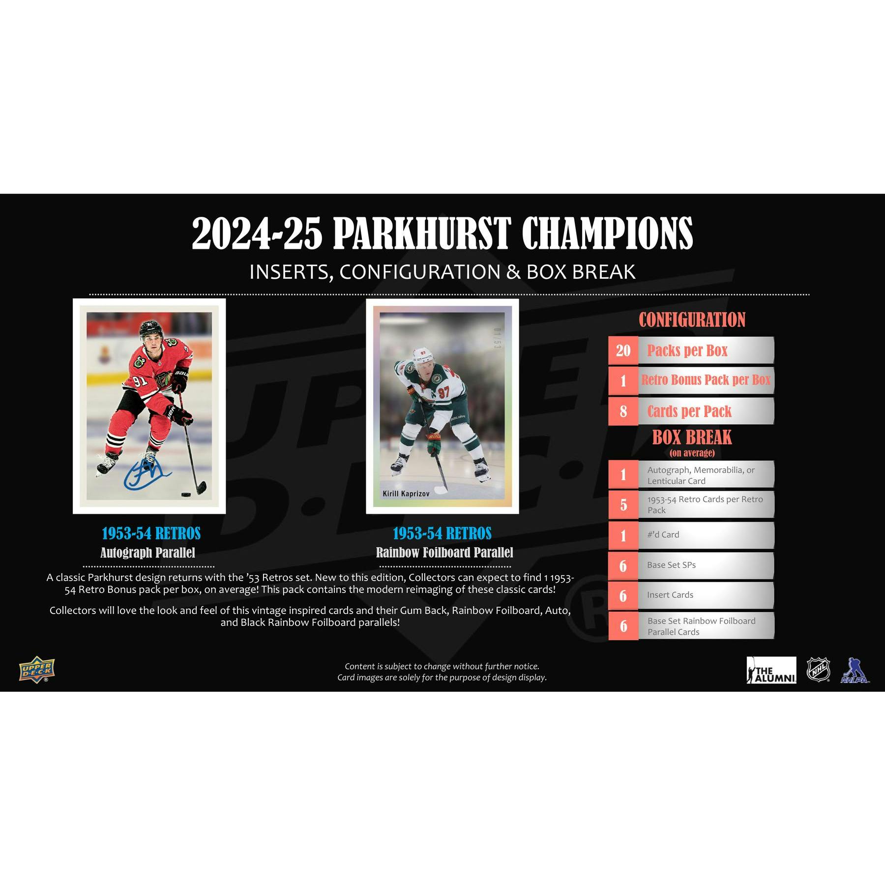 2024/25 Upper Deck Parkhurst Champions Hockey Hobby 12-Box Case