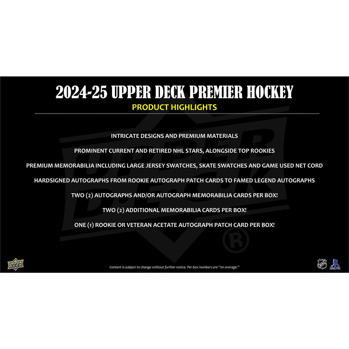 2024/25 Upper Deck Premier Hockey Hobby Box