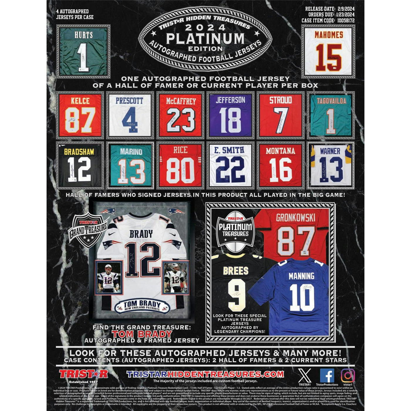 2024 TriStar Hidden Treasures Platinum Edition Autographed Football Jersey Hobby Box