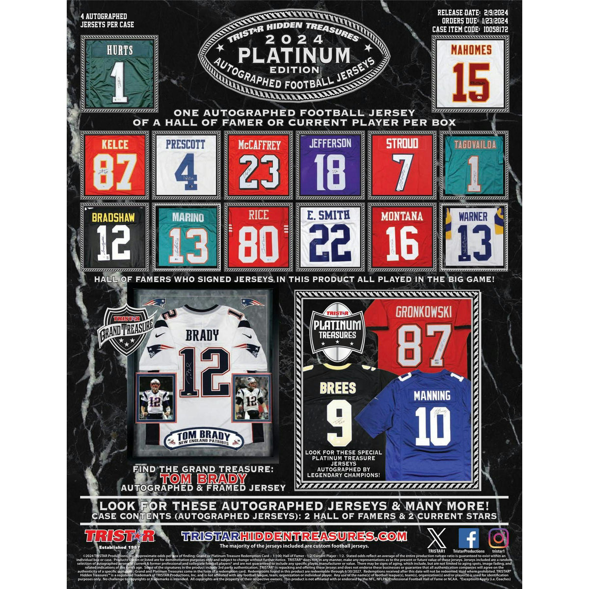2024 TriStar Hidden Treasures Platinum Edition Autographed Football Jersey Hobby Box