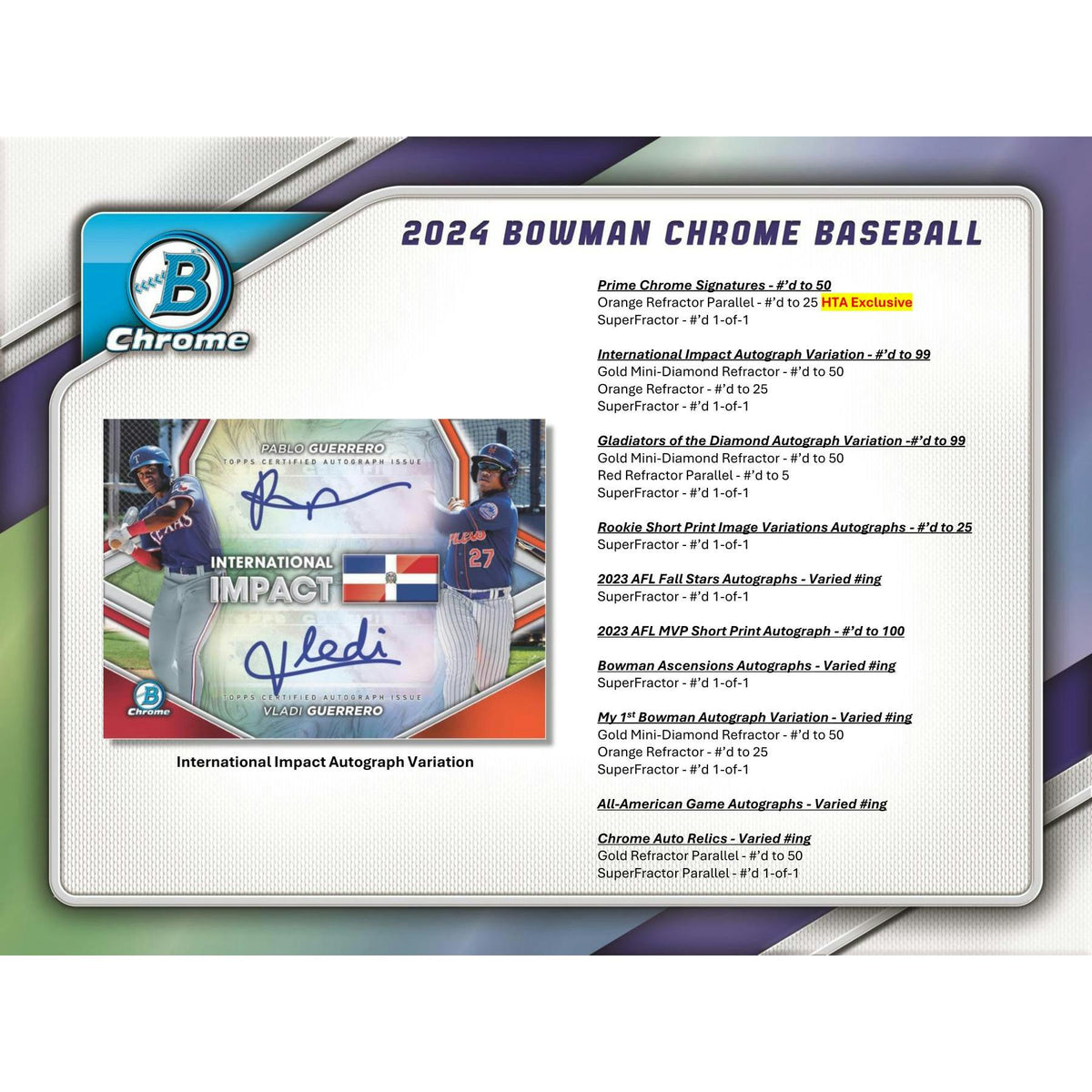 2024 Bowman Chrome Baseball HTA Choice Box