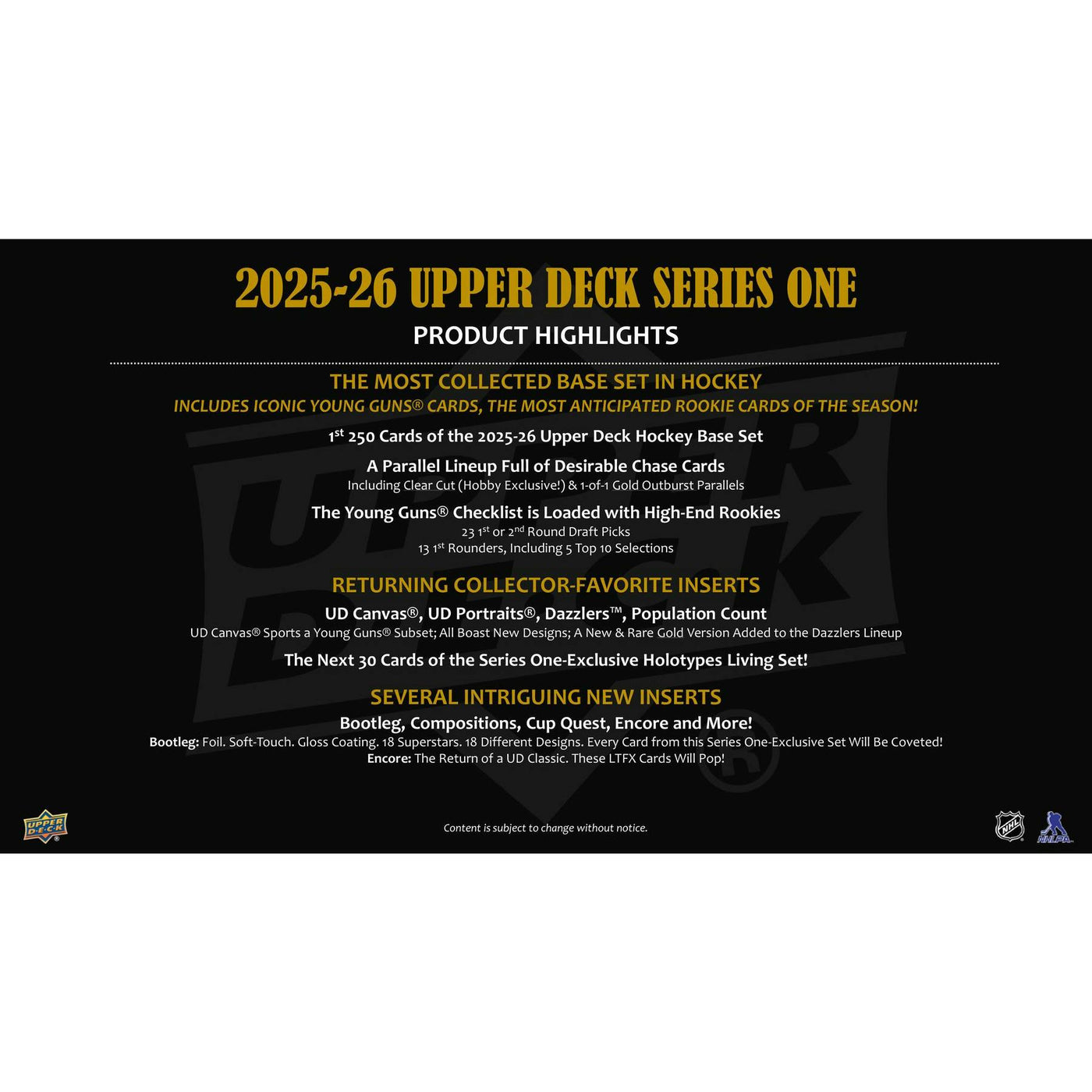 2025/26 Upper Deck Series 1 Hockey Hobby 12-Box Case