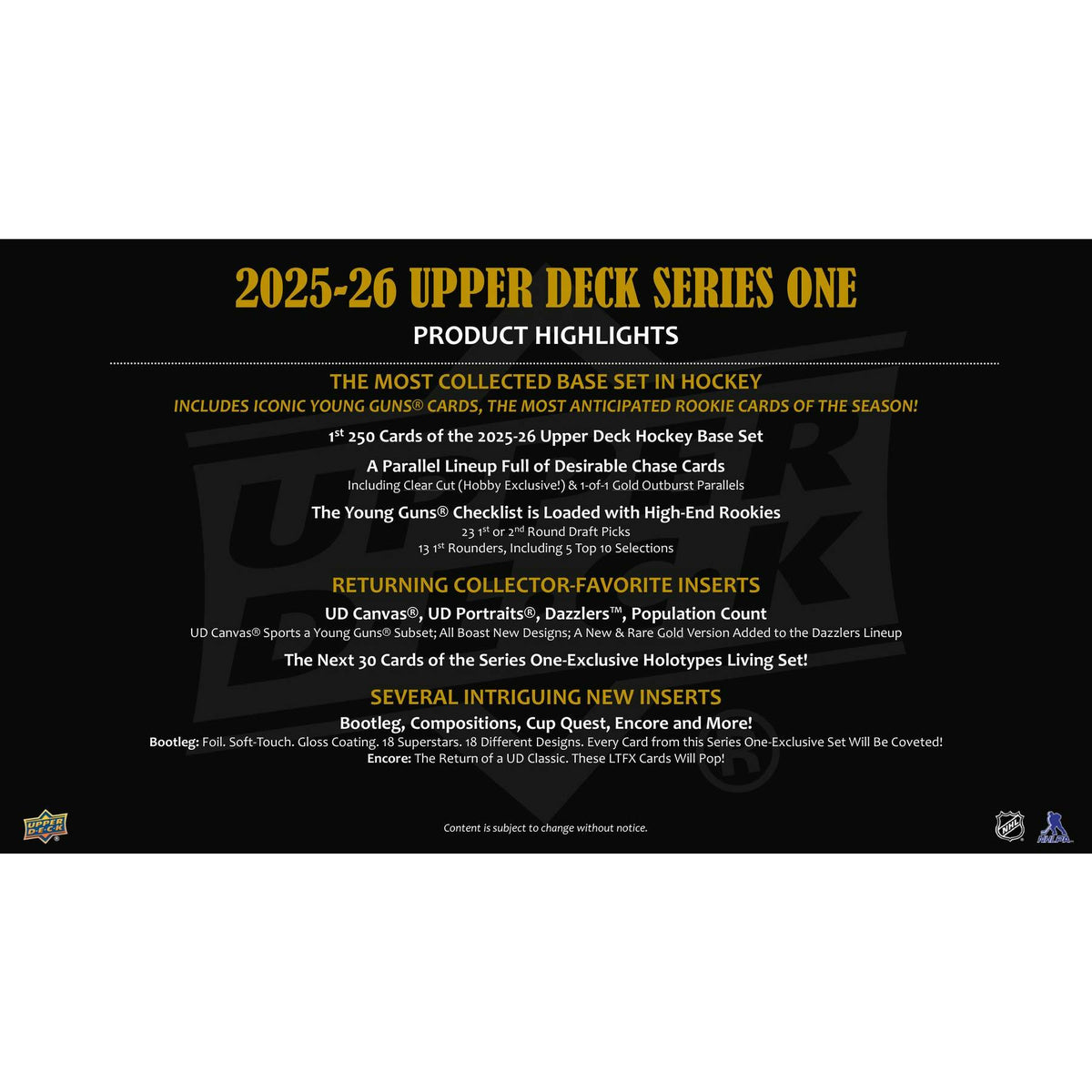 2025/26 Upper Deck Series 1 Hockey Hobby 12-Box Case