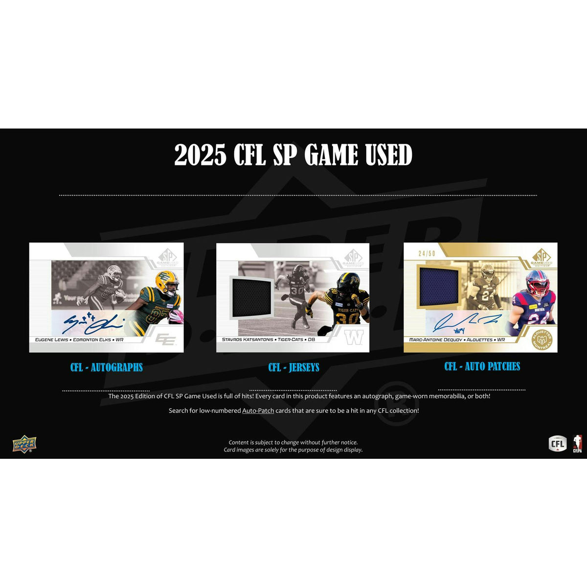 2025 Upper Deck CFL SP Game Used Football Hobby Box