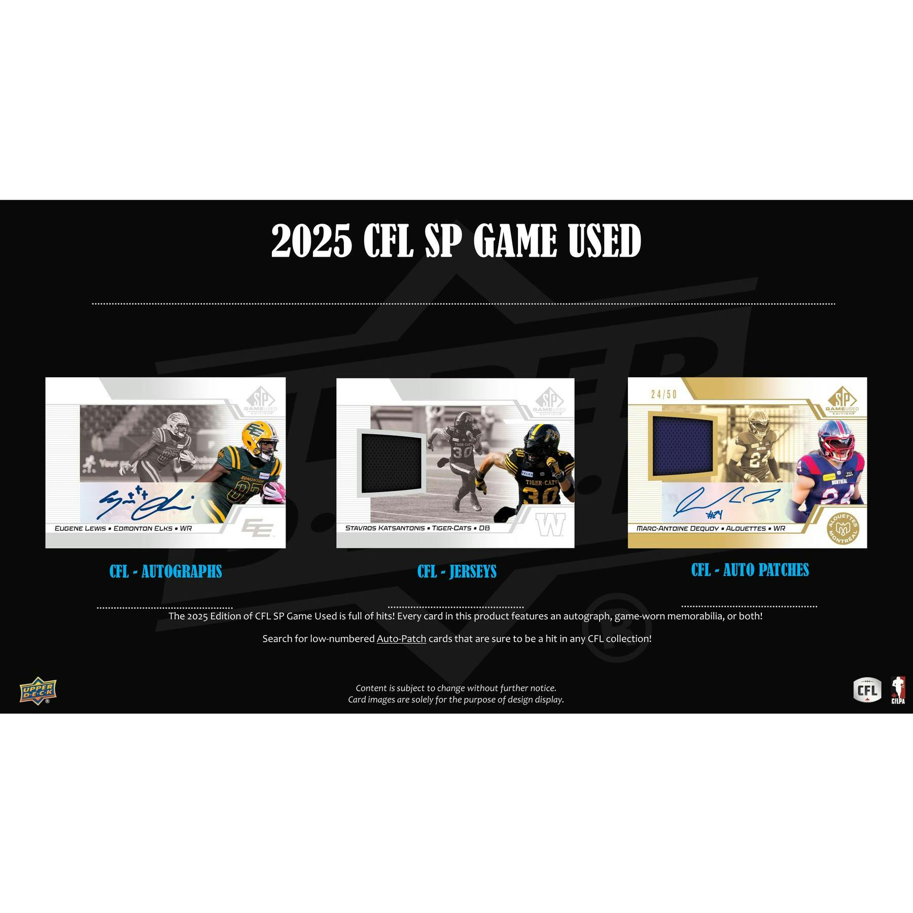 2025 Upper Deck CFL SP Game Used Football Hobby Box