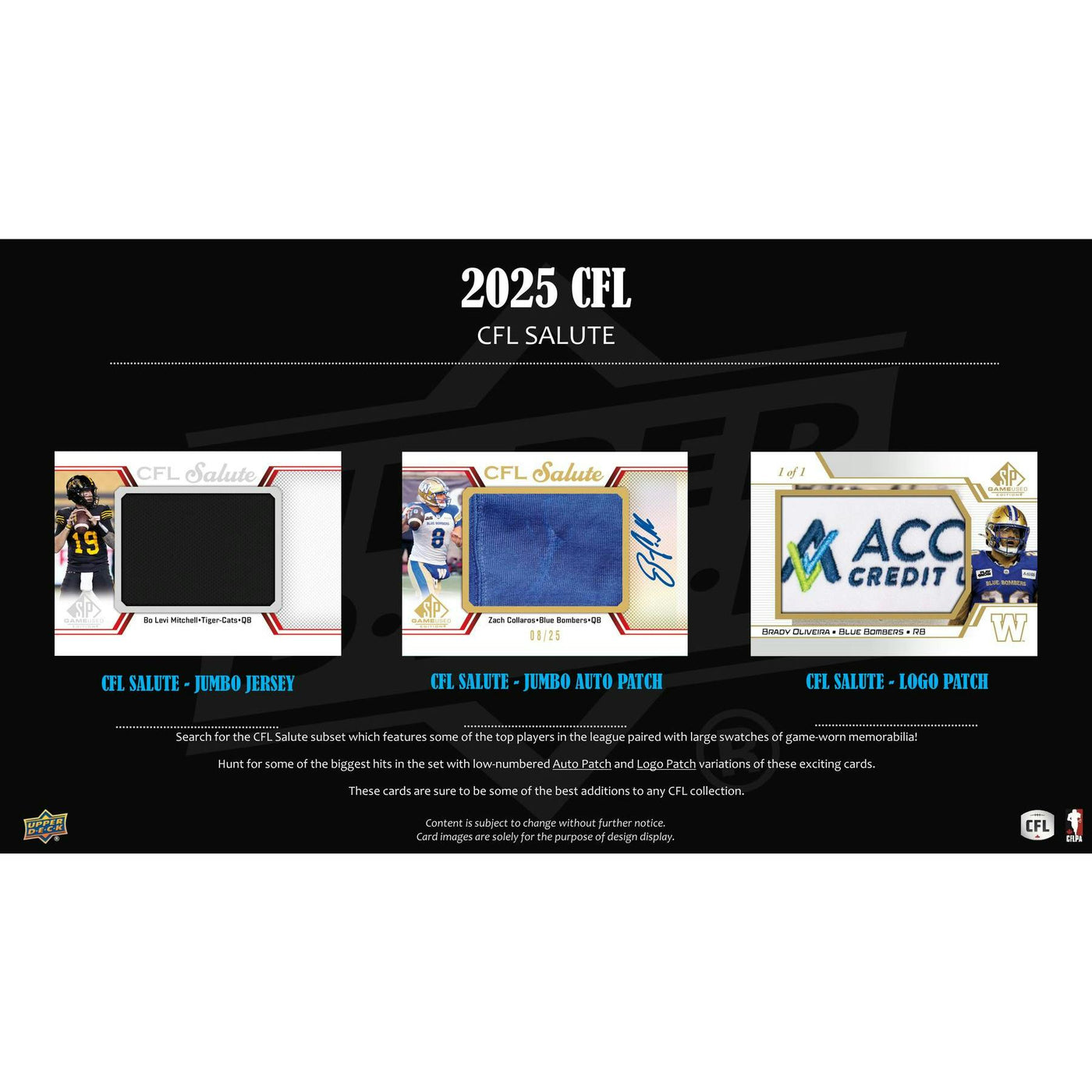 2025 Upper Deck CFL SP Game Used Football Hobby Box
