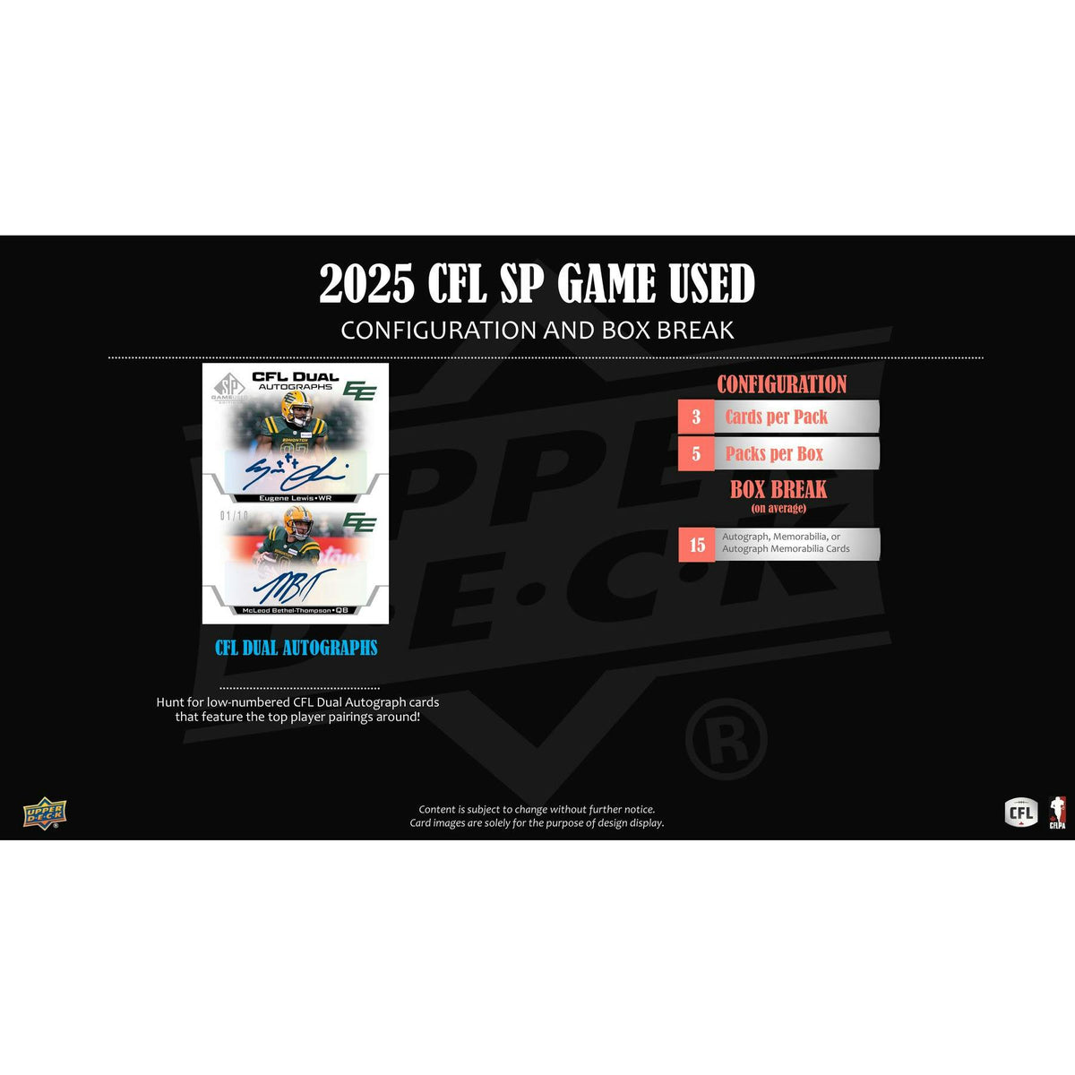 2025 Upper Deck CFL SP Game Used Football Hobby Box