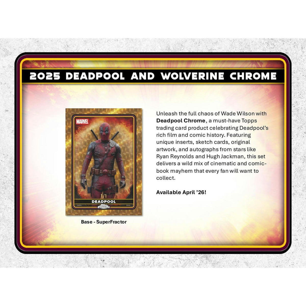 2025 Topps Deadpool Chrome Blaster 40-Box Case