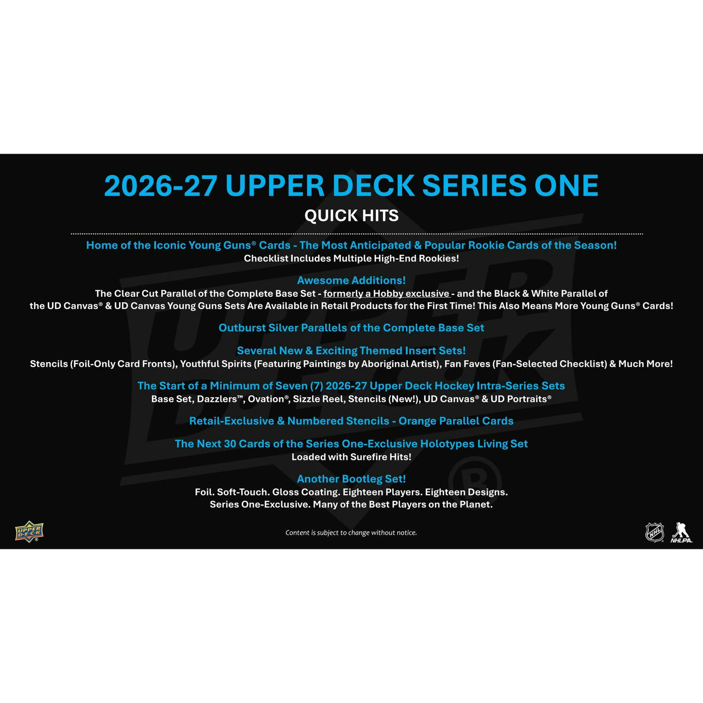 2026/27 Upper Deck Series 1 Hockey Tin (Box) Case (12 Ct.) (Presell)
