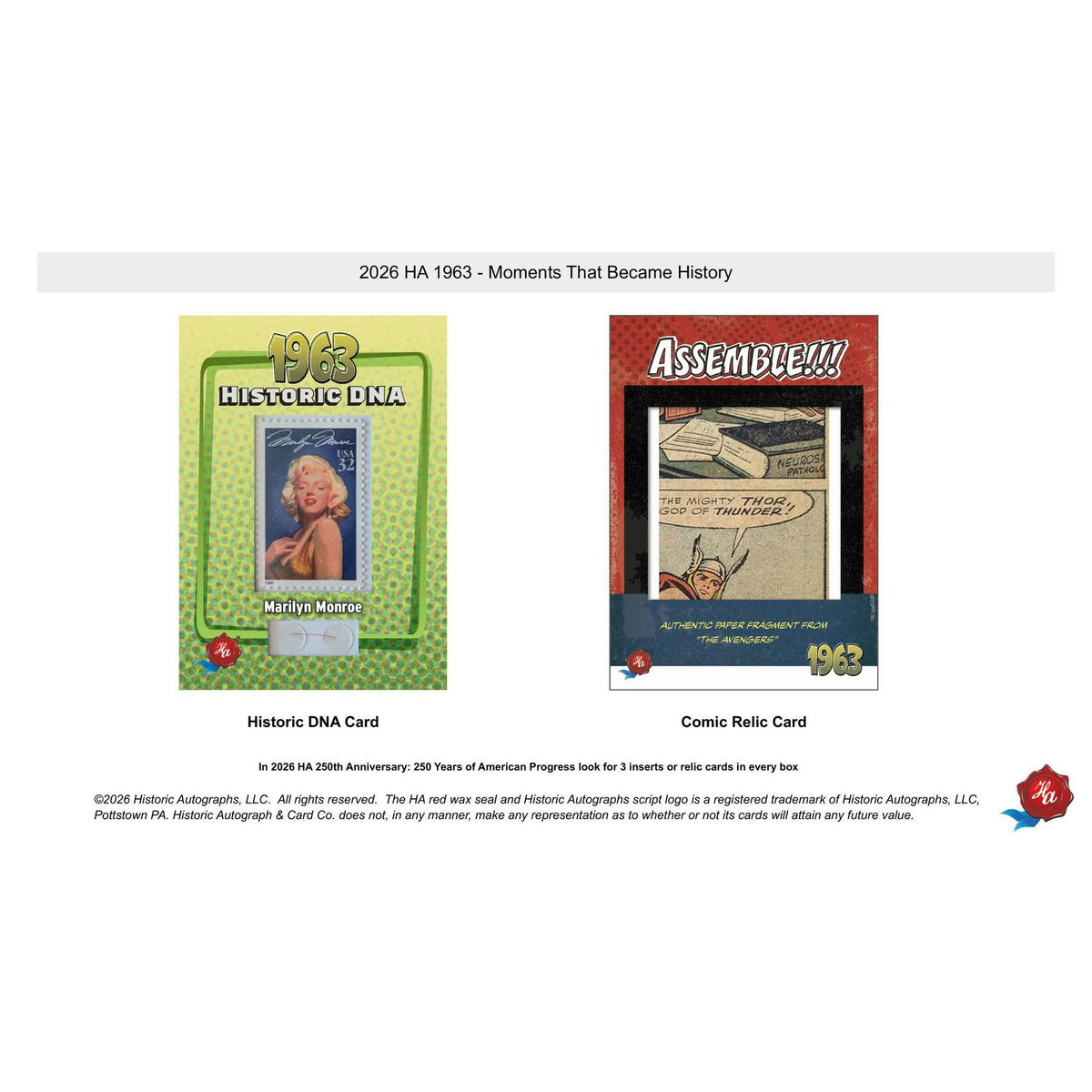 2026 Historic Autographs 1963 Moments That Became History Hobby 24-Box Case
