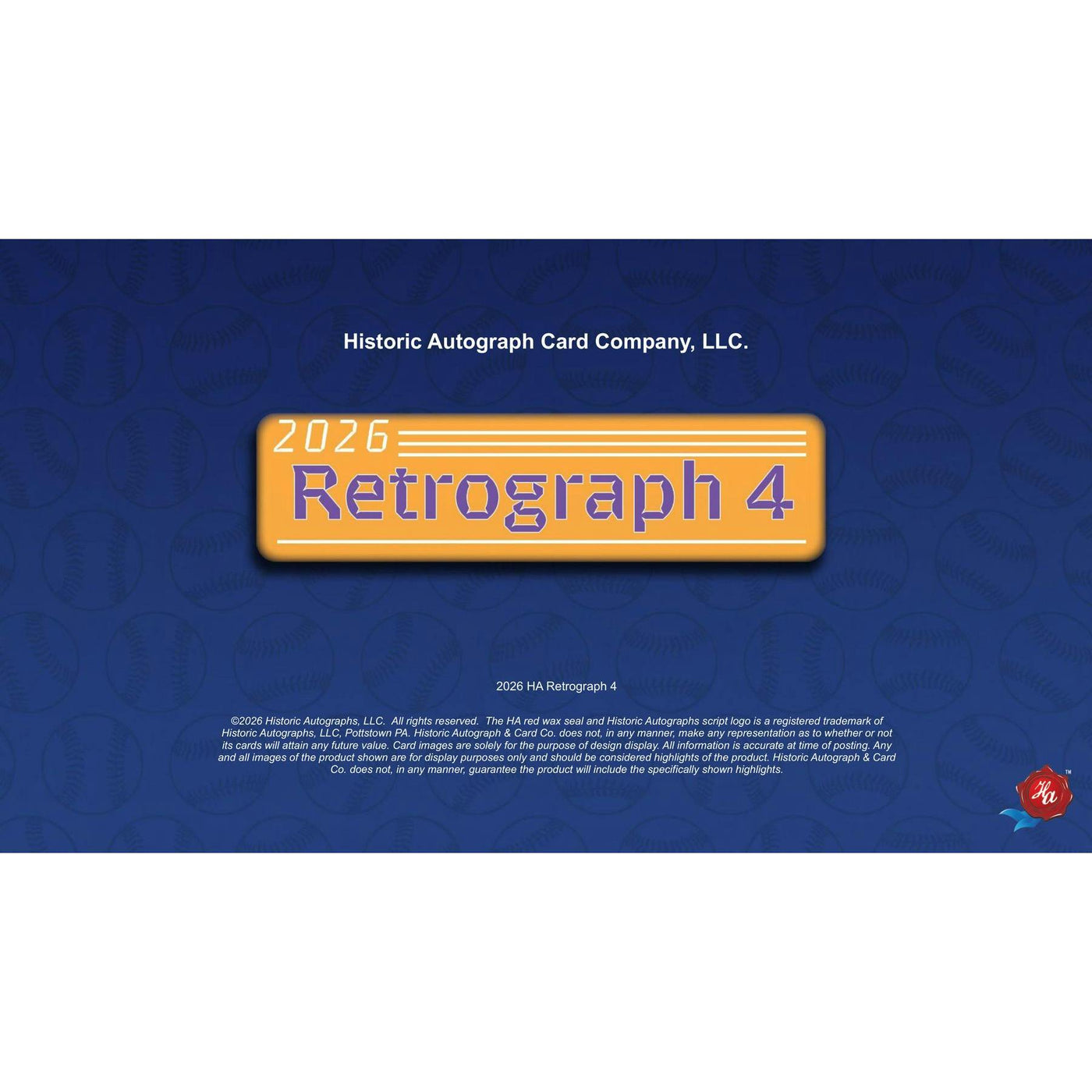 2026 Historic Autographs Retrograph 4 Baseball Hobby 20-Box Case