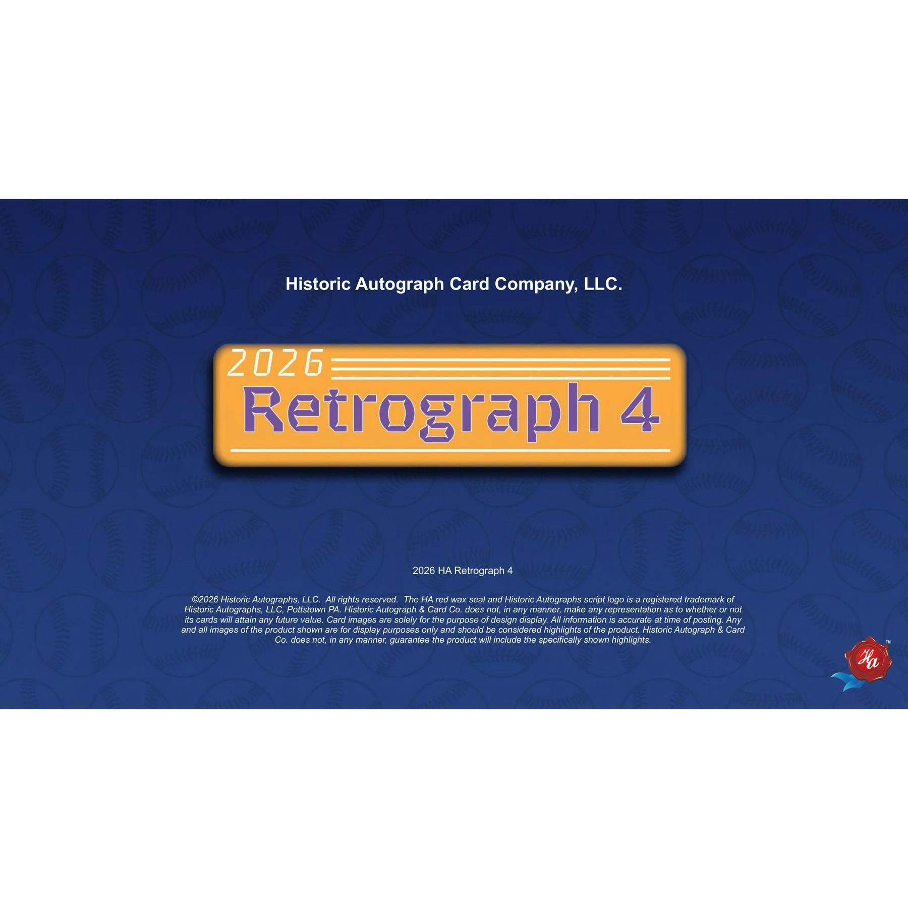 2026 Historic Autographs Retrograph 4 Baseball Hobby 20-Box Case
